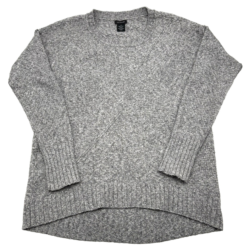 2007 Calvin Klein Jeans Heather Gray Tight Knit Round Neck Relaxed Fit Sweater L